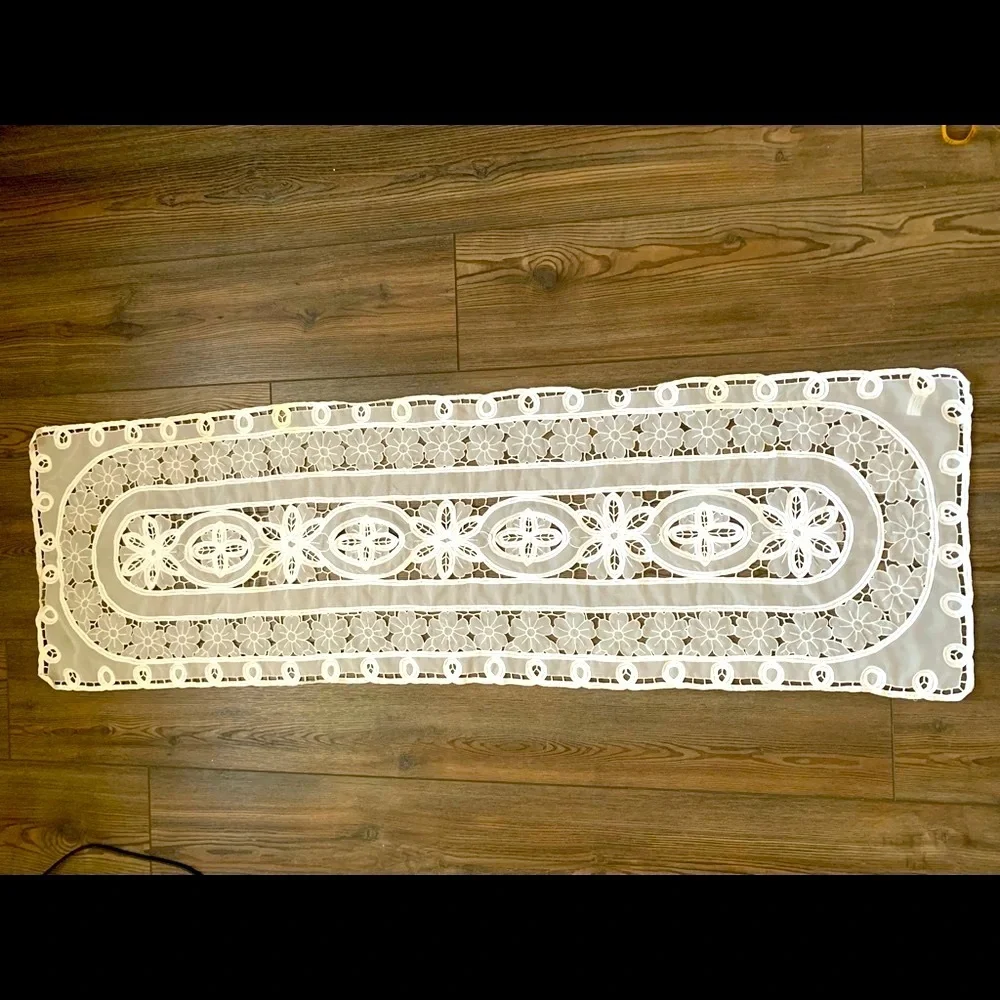Elegant White Lace Table Runner